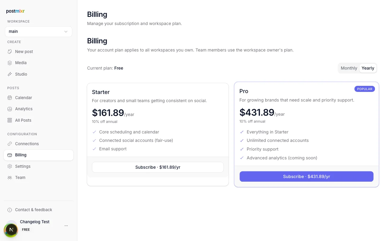 Updated Billing