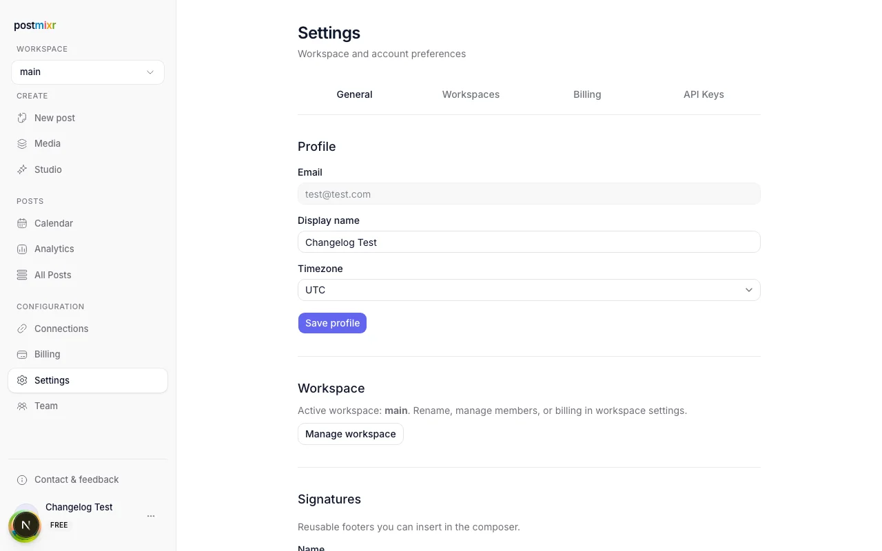 Updated Settings
