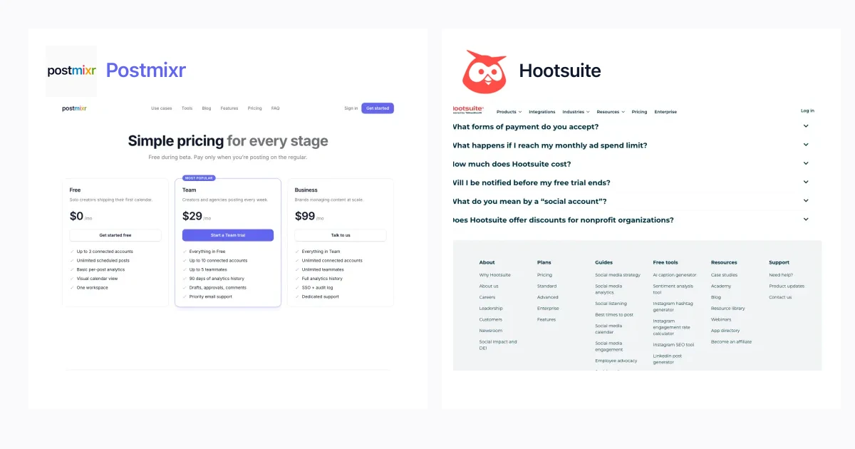 Postmixr vs Hootsuite: pricing screenshots and platform comparison